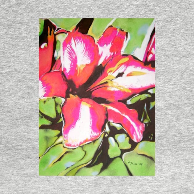 stylized abstract red Lily flower by pollywolly